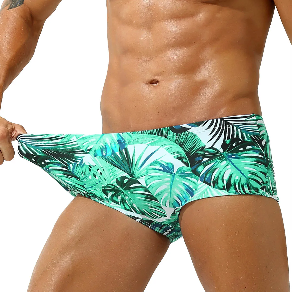 

Swim Briefs JAXFSTK Swimwear Men Swimming Bikini Shorts Enhancing Pouch Drawstring Print Sexy Beach Swimsuit For Man Breathable