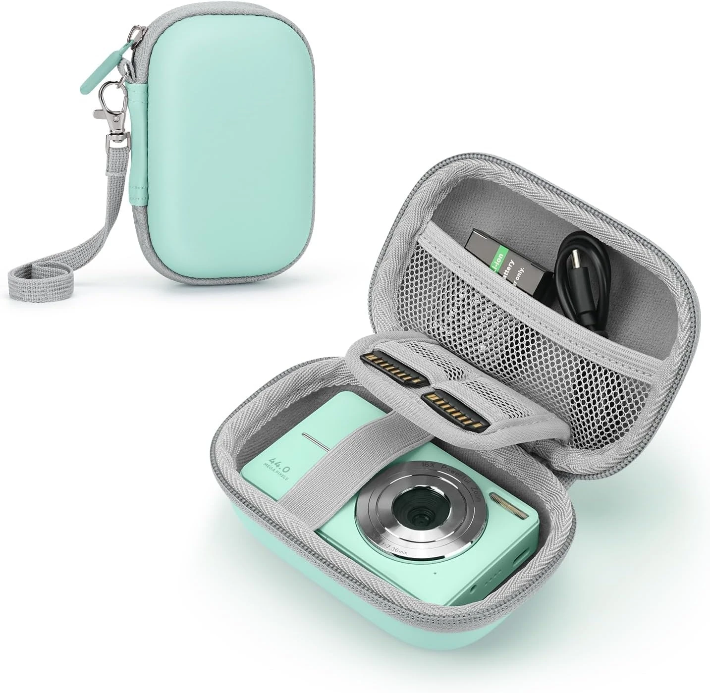 Yinke Hartschalen-Kameratasche aus EVA für KODAK PIXPRO FZ55, stoßfest, mit weicher Polsterung, SD-Kartenfach, tragbare Reisetasche. – Detail 7