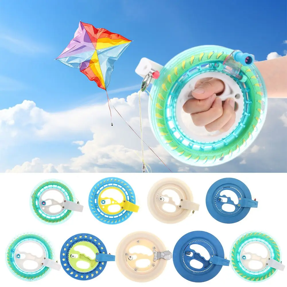 Plastic Kite Reel Round Blue Kite Reel Self-Locking Wheel Tool String Flying Handle Twisted String Line Fying Kites Outdoor Game