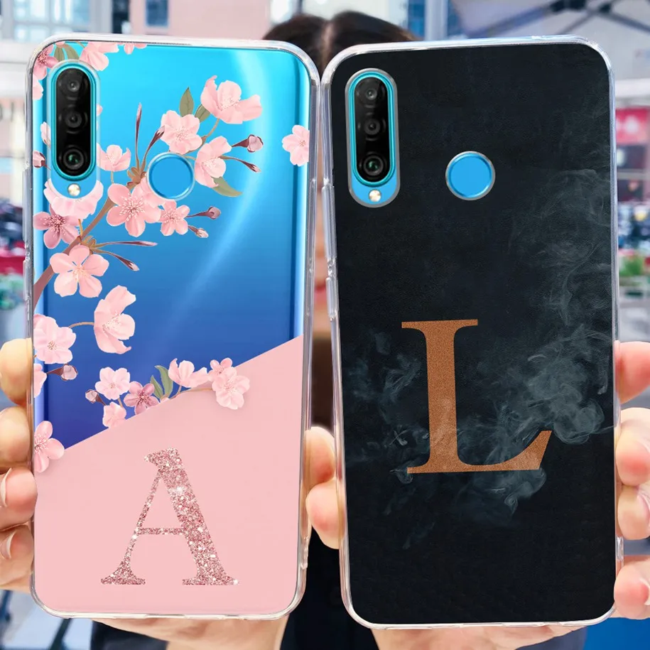 For Huawei P30 Lite Case MAR-LX1A Cover Cute Letters Silicone TPU Back Cover For Huawei P30 Pro VOG-L29 ELE-L29 P 30 Lite Bumper