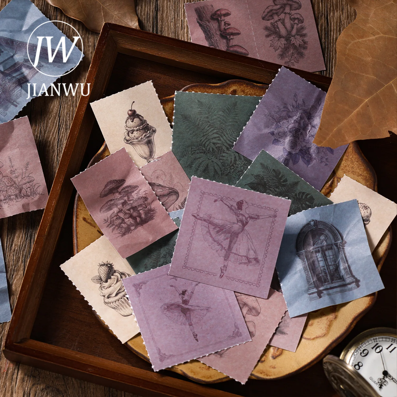 JIANWU Vintage Forest Plant Flower Bread Landscape Material Collage Scrapbooking Sticker Book Creative DIY Journal Stationery