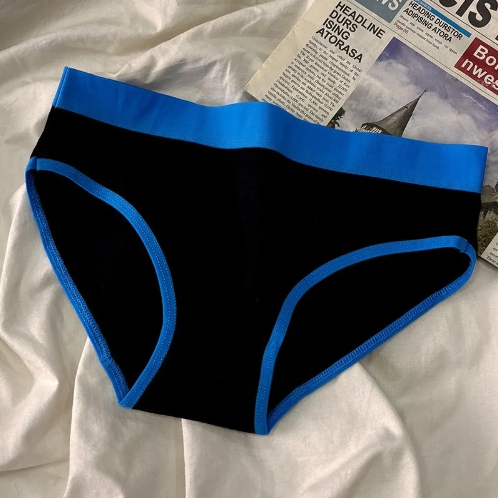Simple Cotton Crotch Sports Style Briefs Mid Waist Patchwork Women's Underwear Female Lingerie Triangle Panties Four Seasons