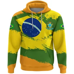 3D Printed Brazil Flag Map Hoodies For Men Brazilian National Emblem Graphic Sweatshirts Casual Male Hoody Sport Pullovers Tops