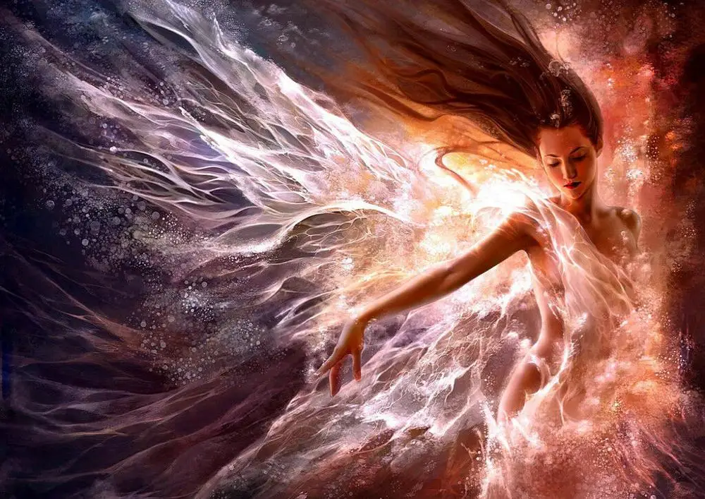 

Fire and Ice Woman Art Film Print Silk Poster Home Wall Decor 24x36inch