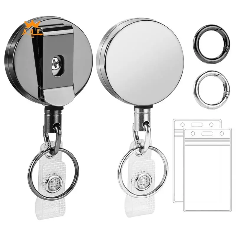 

A08E-2 Pack Сверхмощные выдвижные катушки для бейджей Металлический выдвижной держатель для бейджей, вертикальные держатели для удостоверений личности