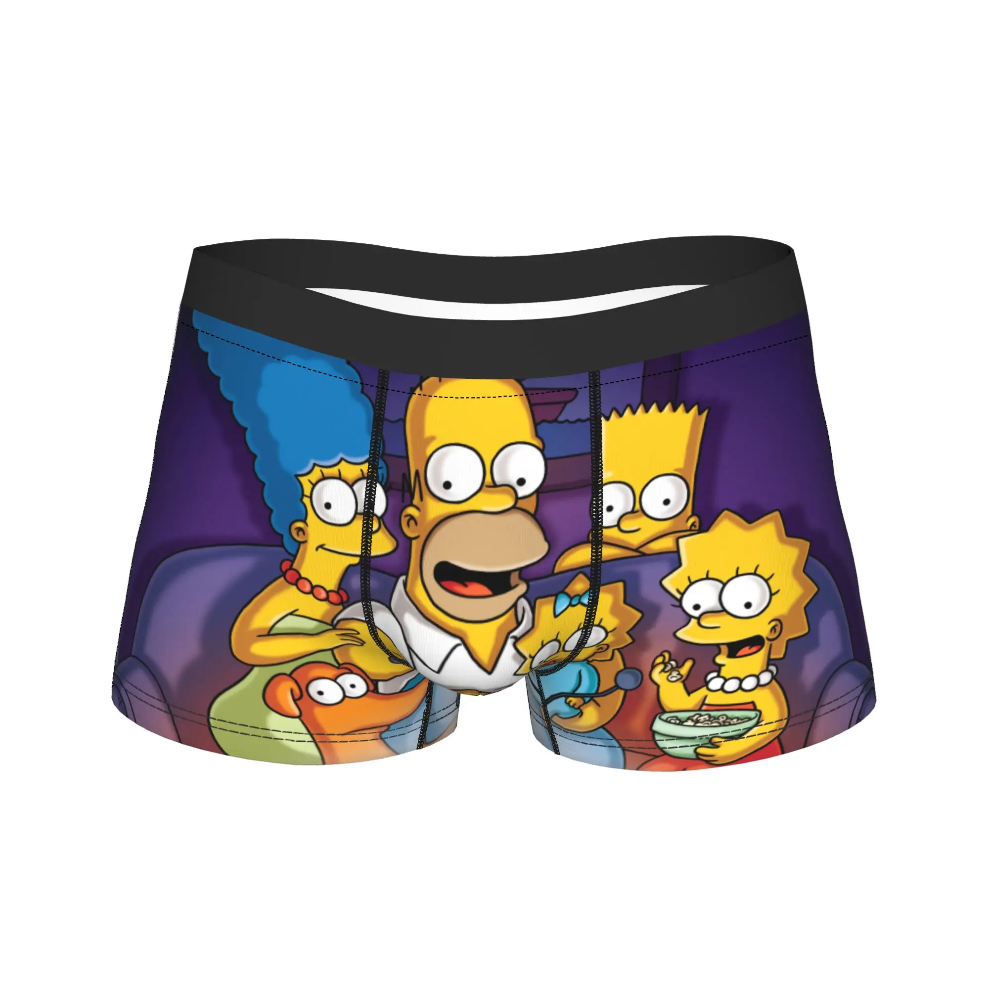 Men S-Simpsons Cartoon Long Underwear  Sexy Boxer Briefs Shorts Panties Male Breathable Underpants Plus Size