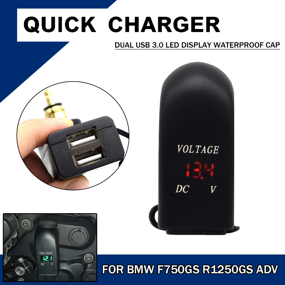 Motorcycle Dual USB Charger Power Adapter Cigarette Lighter Socket For BMW R1250GS 2023 R1200GS ADV F750GS F850GS Hella DIN Plug