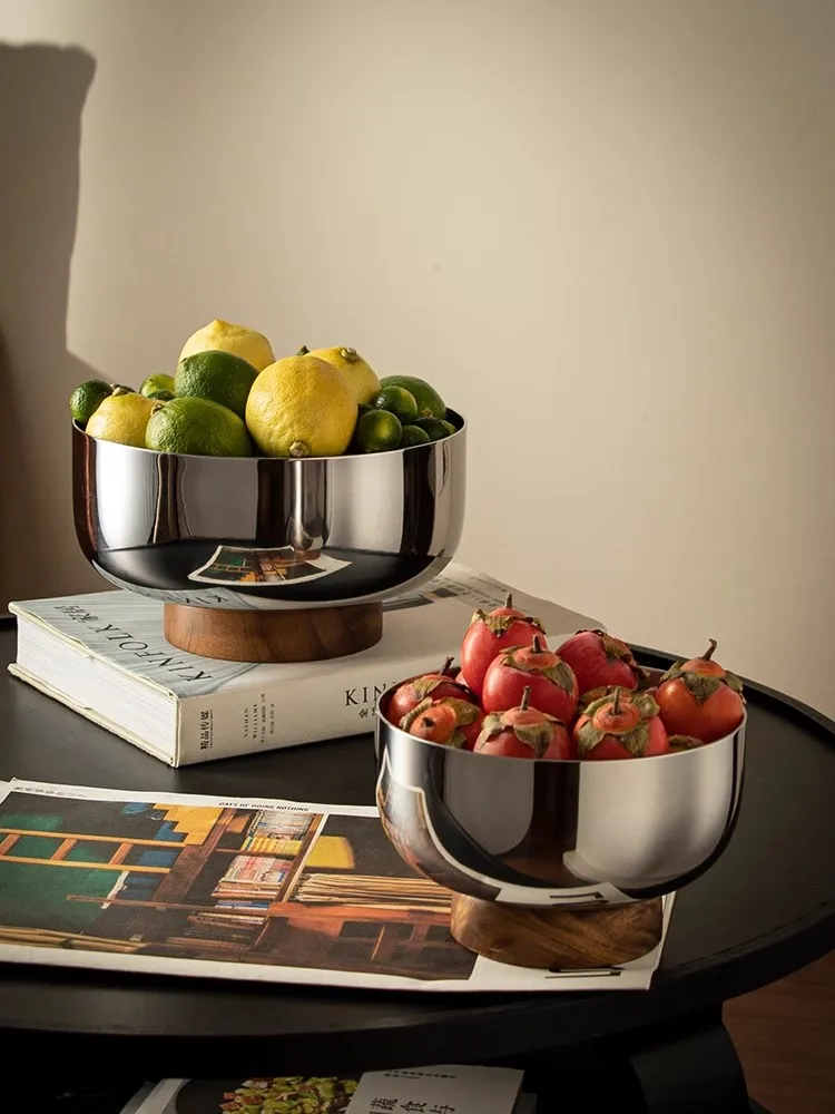 

High Appearance level Stainless Steel Fruit Decoration The Tray Bowl French Style Light luxury Household Use Candy Storage Bowl