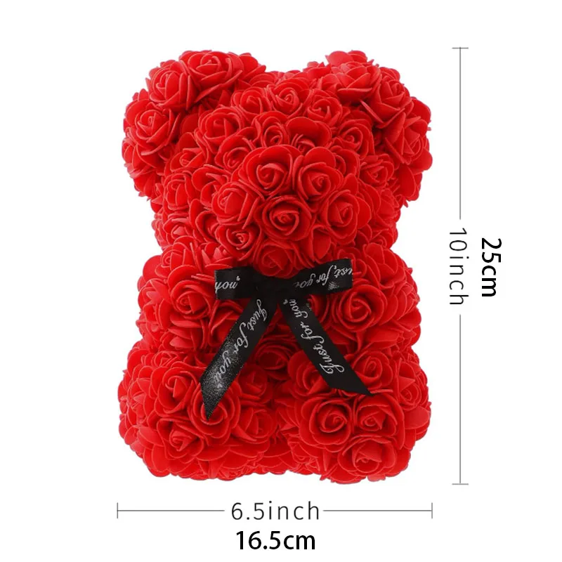 25 سنتيمتر دمية اصطناعية زهرة الورد الدب لا صندوق رومانسية هدية عيد الحب صديقة النساء الذكرى حفل زفاف لوازم #2