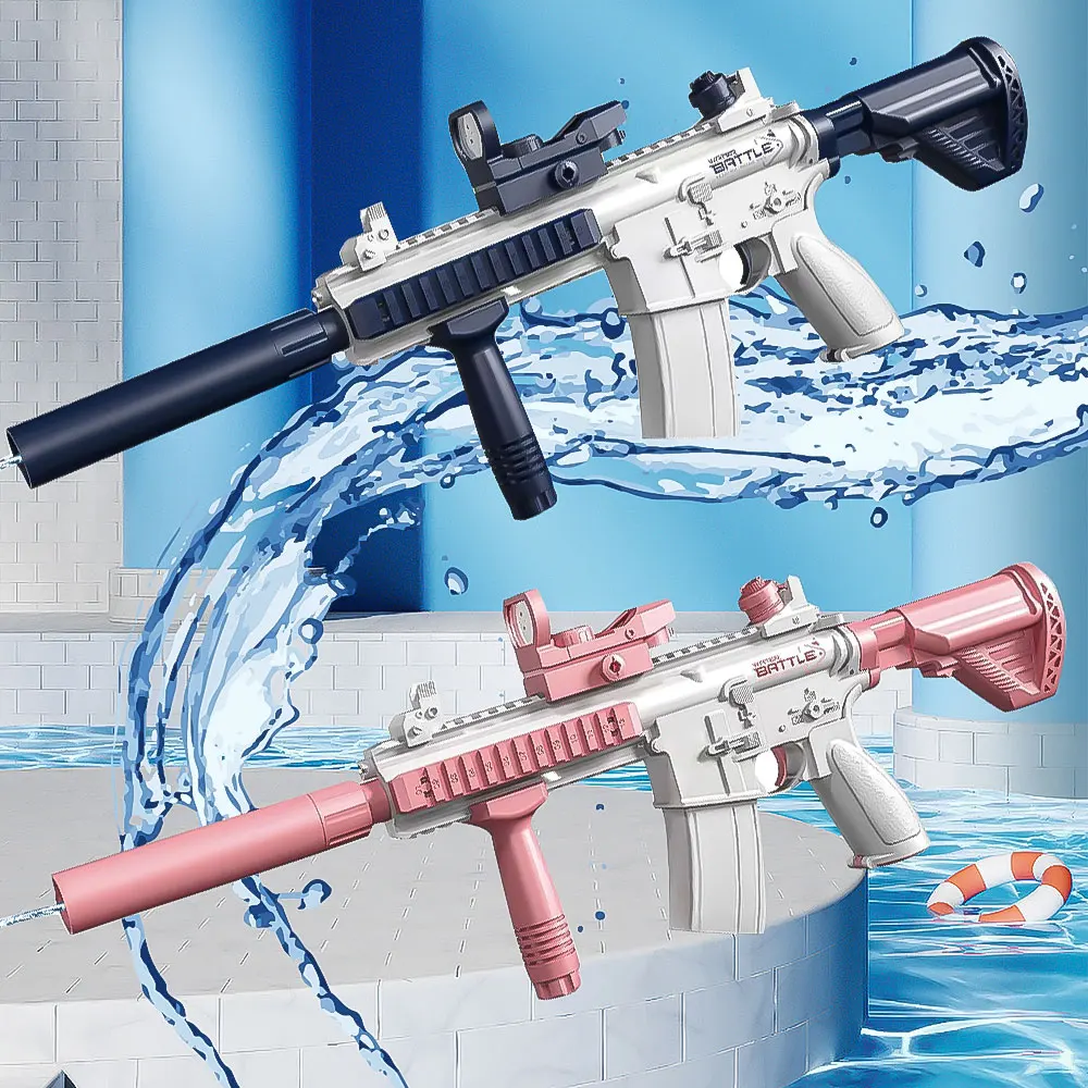 Water Gun Toy Portable M416 Water Gun Automatic Water Spray Gun Toys Electric Burst Water Gun Children Outdoor Water Fight Toys