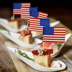 100pcs American Toothpick Flag, Cake Decoration Flag,Food Paper Flag Tag,Independence Day Party Decor Theme Party Supplies