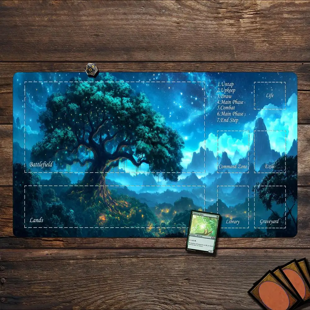 Magic Playmat card gaming mat with zones Giant life tree mtg playmat rubber anti-slip Desk Mat gamer keypad expansion mousepad