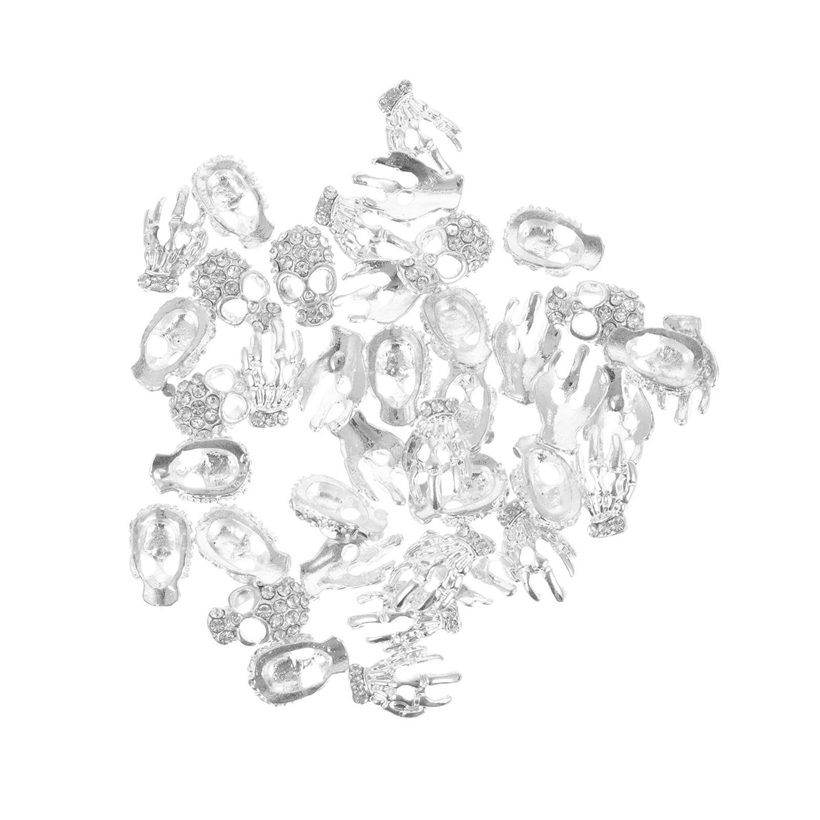 

40pcs Skull Head Art Metal Alloy Diamond Jewelry Nail Charms Nail Decor For Manicure Stickers False Nails Party Daily Use