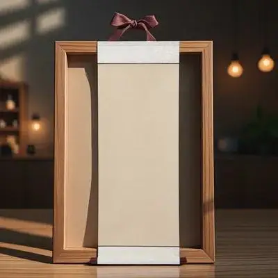 

French Painting and Rice Paper Calligraphy Scroll Parchment Chinese Filling