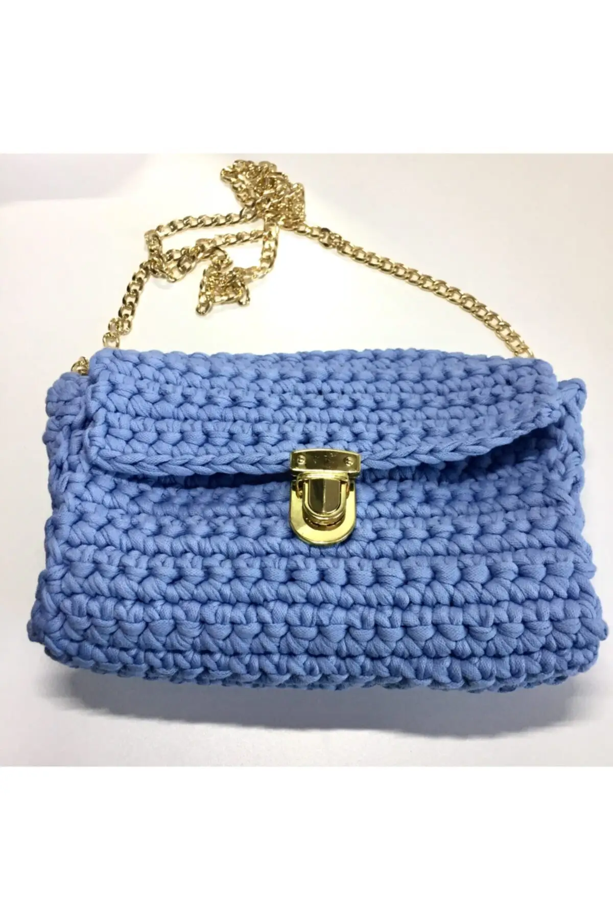 Uras Women Blue Cotton Rope Hand And Shoulder Mesh Bag Handmade Women bag Shoulder Bag Handmade