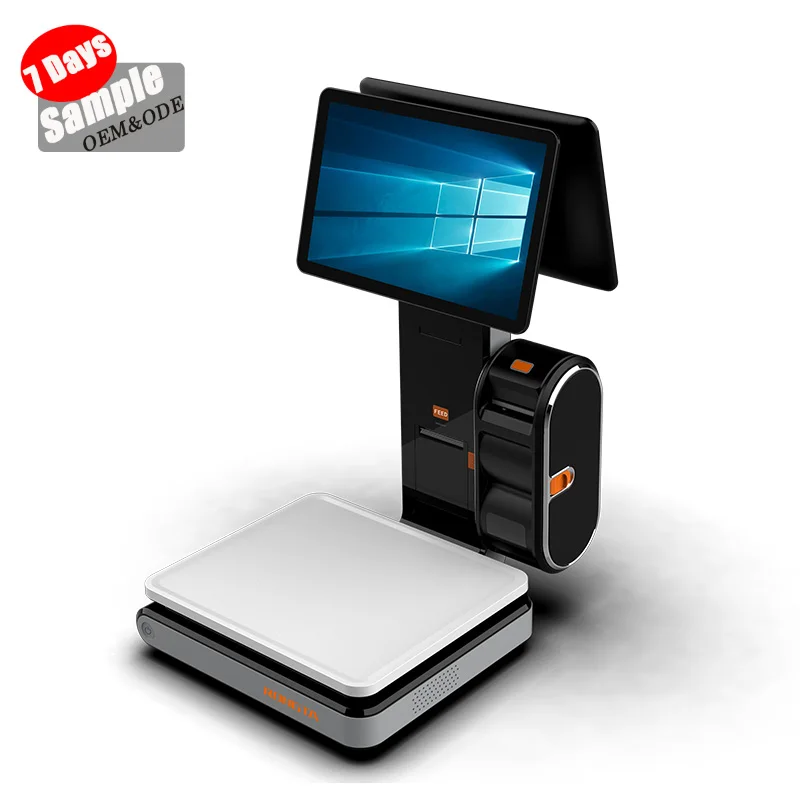 Aurora Y1D 14.1 Inch Touch Screen PC-Based AI Digital Scale 15kg Capacity 10g Accuracy ODM OEM Customizable Receipt Printing CE