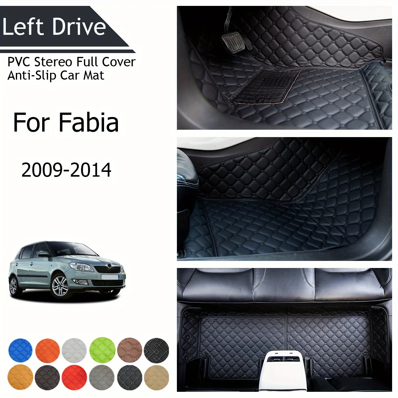 

TEGART 【LHD】For Skoda For Fabia 2009-2014 Three Layer PVC Stereo Full Cover Anti-Slip Car Mat Car Floor Mats Car Accessories