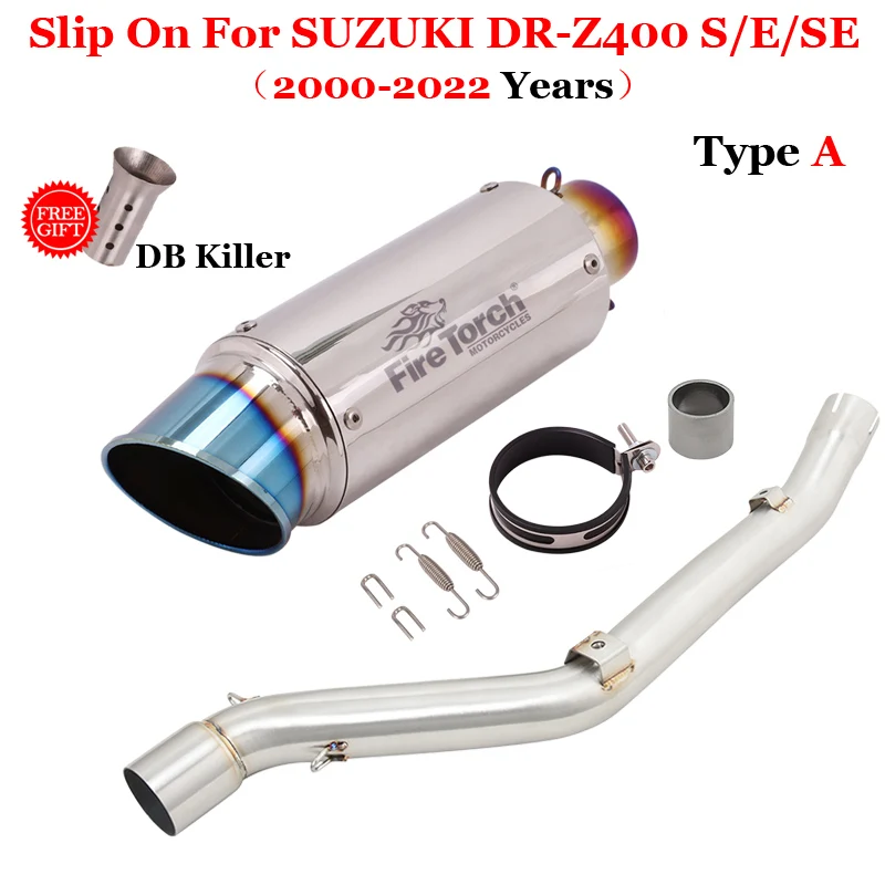 For SUZUKI DRZ 400 DRZ400 DR-Z 400 S SM 2000 - 2022 Motorcycle Exhaust Pipe Middle Connect Link Tube Muffler Moto With DB Killer