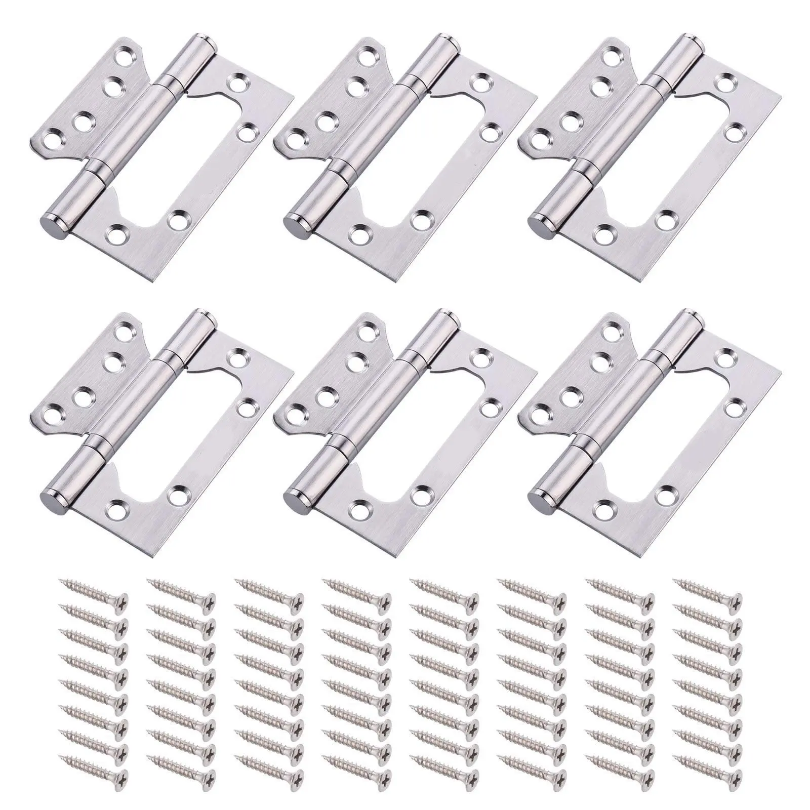 

6Pcs Door Hinges Stainless Steel Ball Bearing Mute Hinges for Home Furniture Hardware Door Hinge with Screws