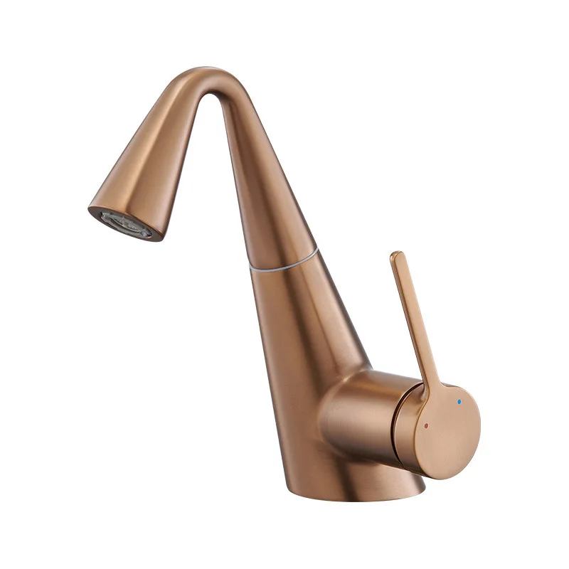 

Pull-out Wash basin Rotary faucet Brushed rose gold bathroom faucet