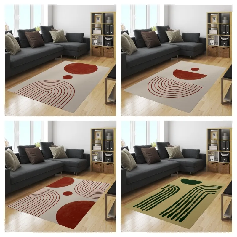 

Beige Art Decor Carpet Colorful Bauhaus Boho Abstract Area Rugs Abstract Drawing Living Room Sofa Plush Non-slip Decorative Rug