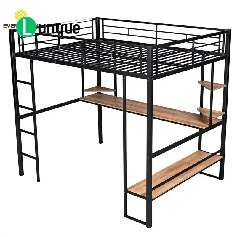 Minimalist Metal Elevated Bed for University Dormitory Student Campus School Furniture Space Saving Durable Design