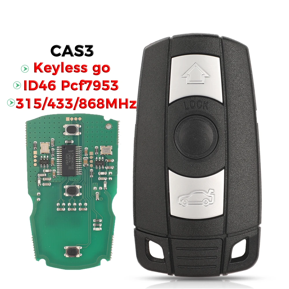 

JYQ ID46 Pcf7953 315/433/868MHz Keyless-Go Remote Smart Key For BMW 3/5 Series CAS3 X5 X6 Z4 E70 Car Comfort Access Hands Free