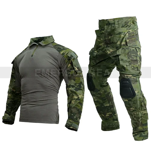 Emersongear G3 전투복 세트, 2019 업그레이드 버전 남성용 세트 셔츠 바지, 의무 카고 바지, 야외 사냥 캠핑 MCTP