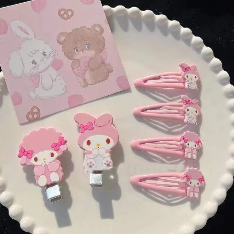 

Kawaii My Sweet Piano Hairpin Kawaii My Melody Anime Cartoon Duckbill Clip Pink Series Woman Hair Accessories Toys Gifts
