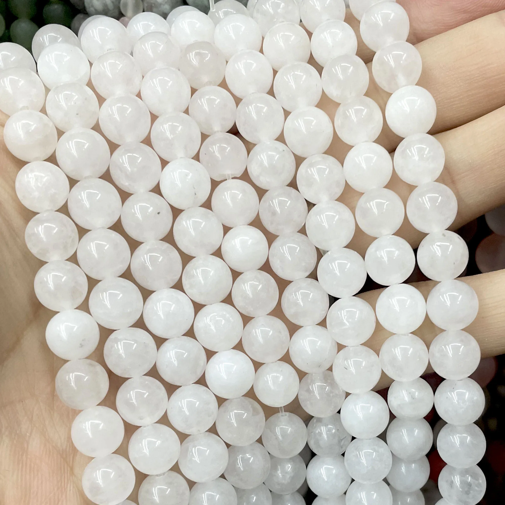 Natural Stone White Jades Chalcedony Round Tube Faceted Rondelle Spacer Beads For Jewelry Making Supplies DIY Bracelets Necklace