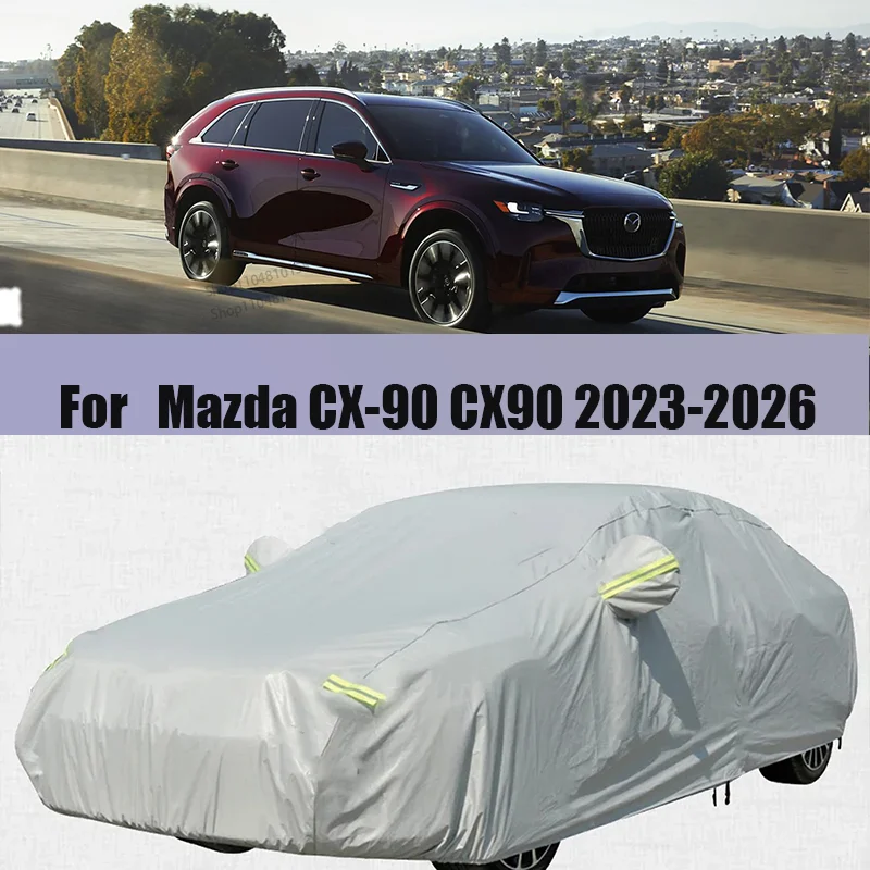 

Black Car Cover Waterproof SUV Sun Shade Snow Rain Prevent Outdoor Indoor SUV Cover Car AccessoriesFor Mazda CX-90 2023-2025