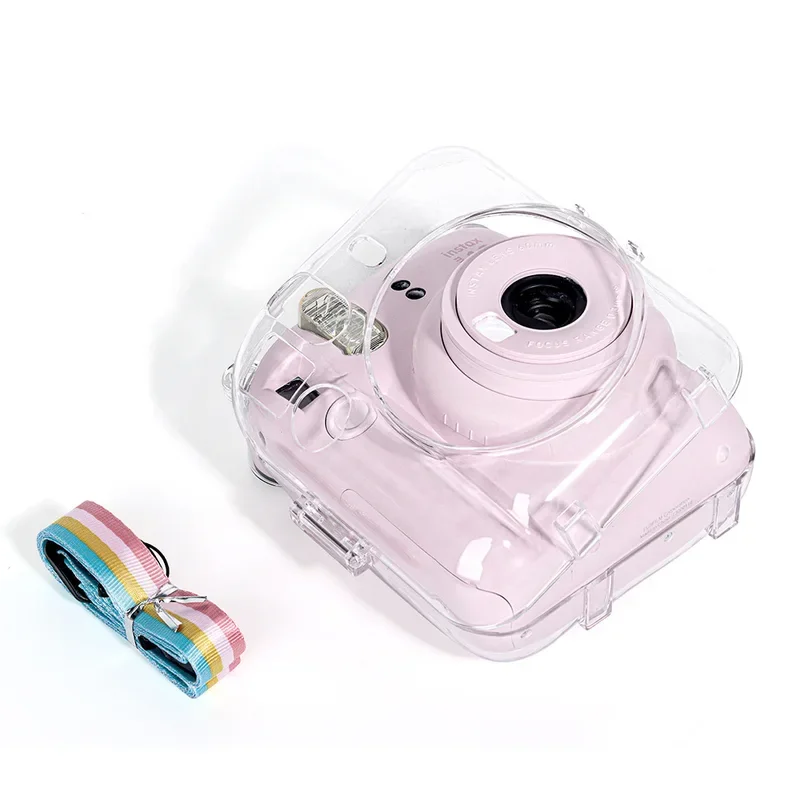 For Fujifilm Instax Mini 12 Transparent Camera Cover Protective Carrying Bag Cover With Storage Bag With Shoulder Strap