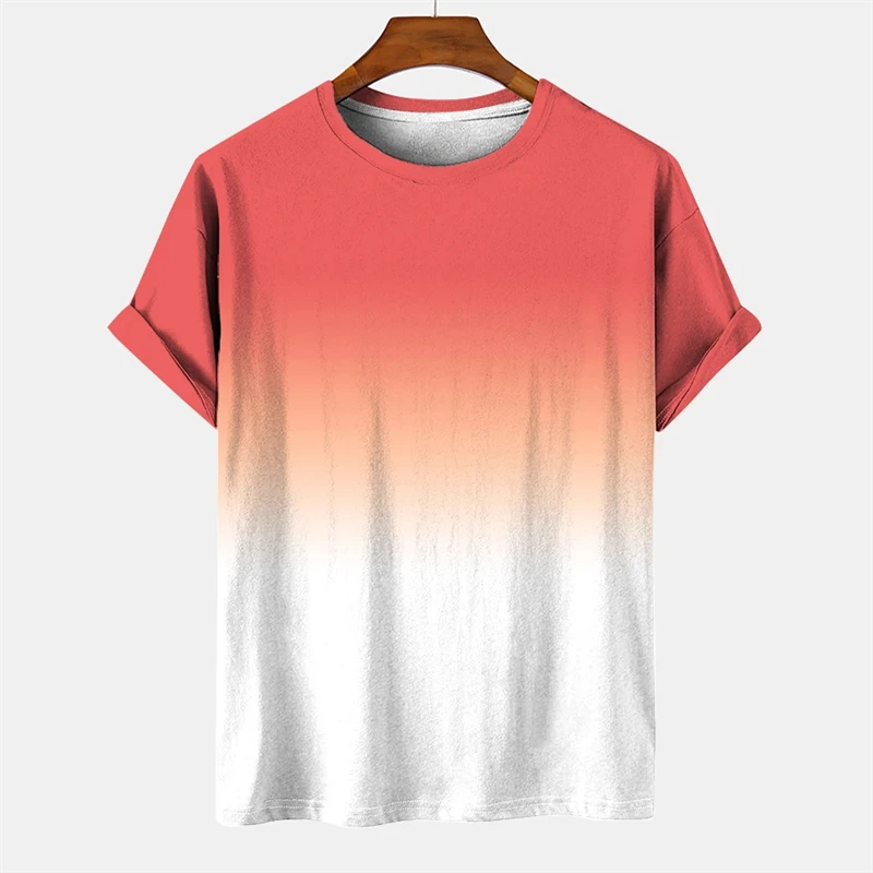 2024 Eenvoudige Geleidelijke Verandering Grafische T-Shirts Gradiënt Kleur 3d Print T-Shirt Mannen Kleding Harajuku Mode Vrouwen Tees Jongen Y 2K Tops