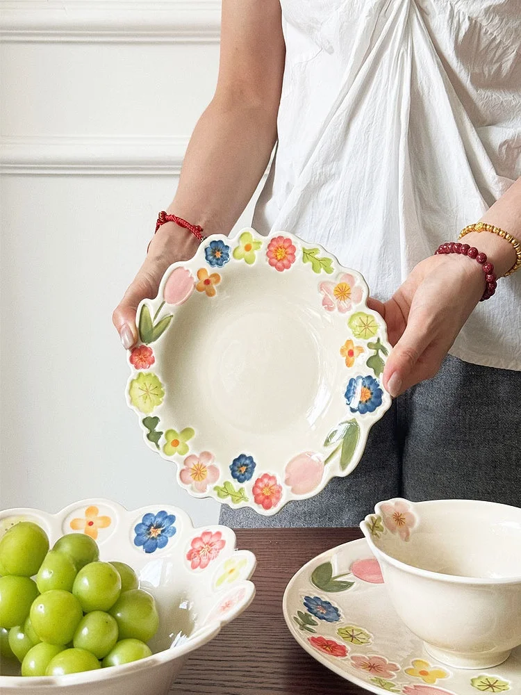 

Japanese Sle Cerc Dinnerware Floral Underglaze Dert Plate Rice Bowl Precise Crtwork Fre Sle Plain Plate 8 Inches