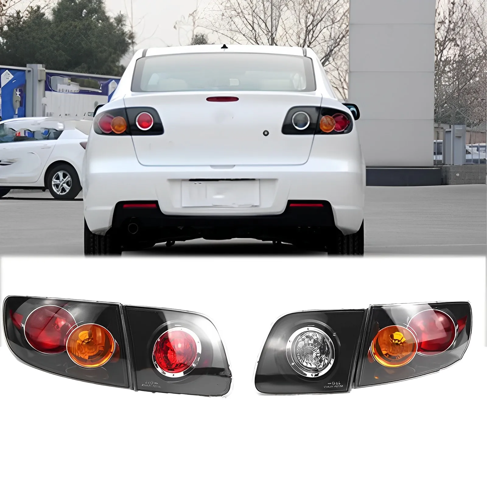 1 Set Car Taillight Inside Outside Tail Light Rear Brake Lamp Turn Signal Light Lamp Housing For Mazda 3 2004-2010 BK 51-160