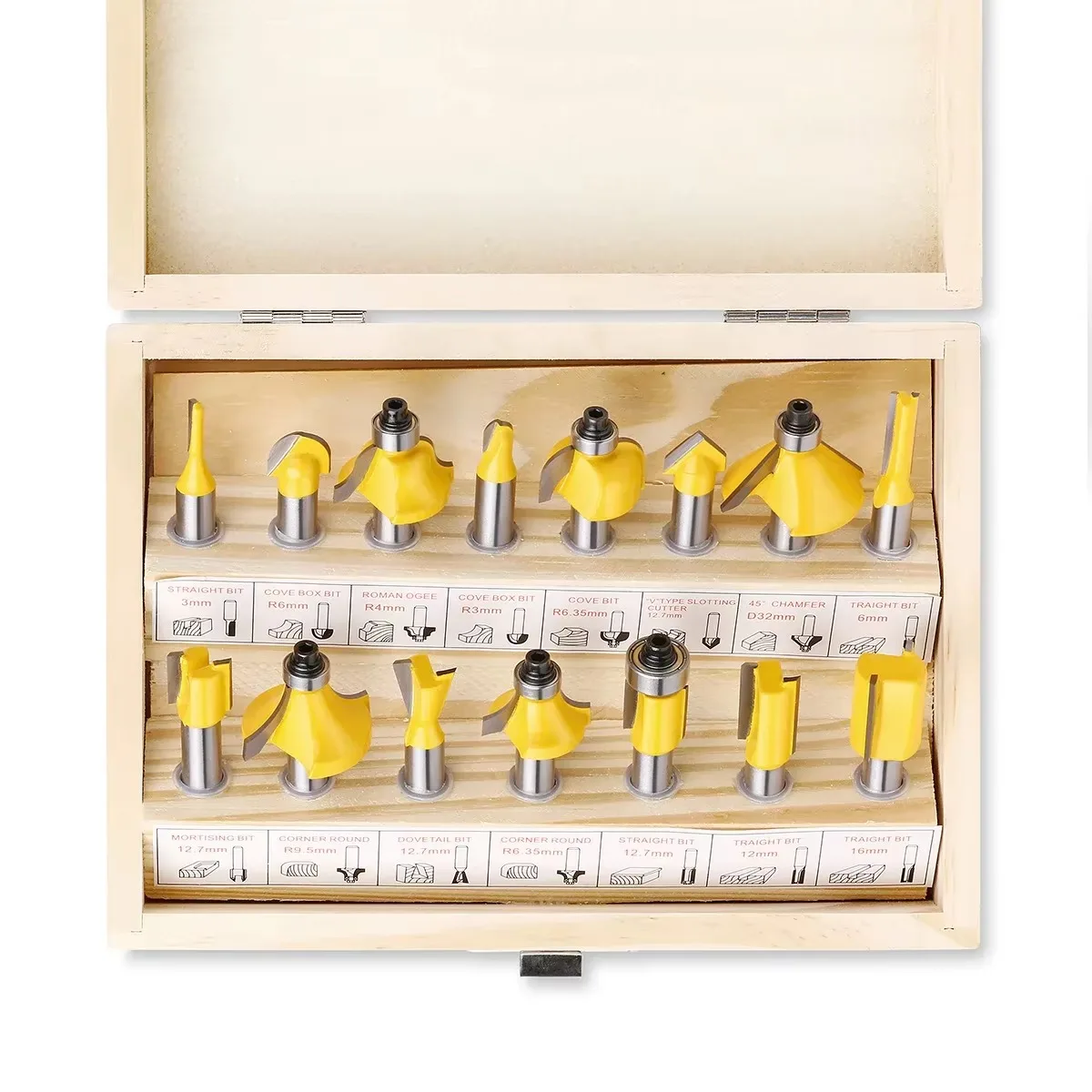 15 pz 8mm Gambo Router Bit Set Taglio Dritto Perline Fresa Taglio In Metallo Duro Strumenti di Lavorazione Del Legno