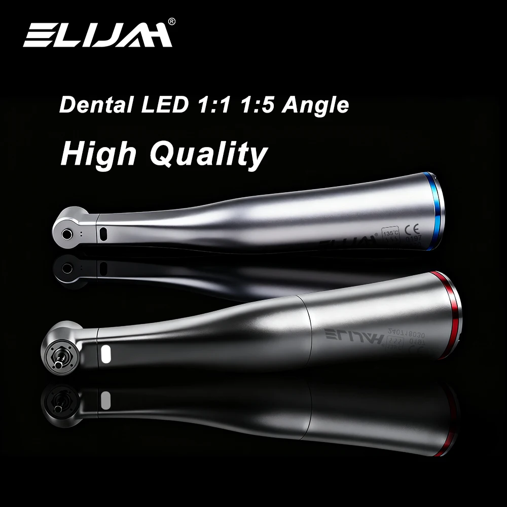 SYJH Pieza de mano dental LED contra-ángulo 1:1 1:5 con motor tipo E, fibra óptica y spray de aire, herramientas de pulido y desbaste para dentistas