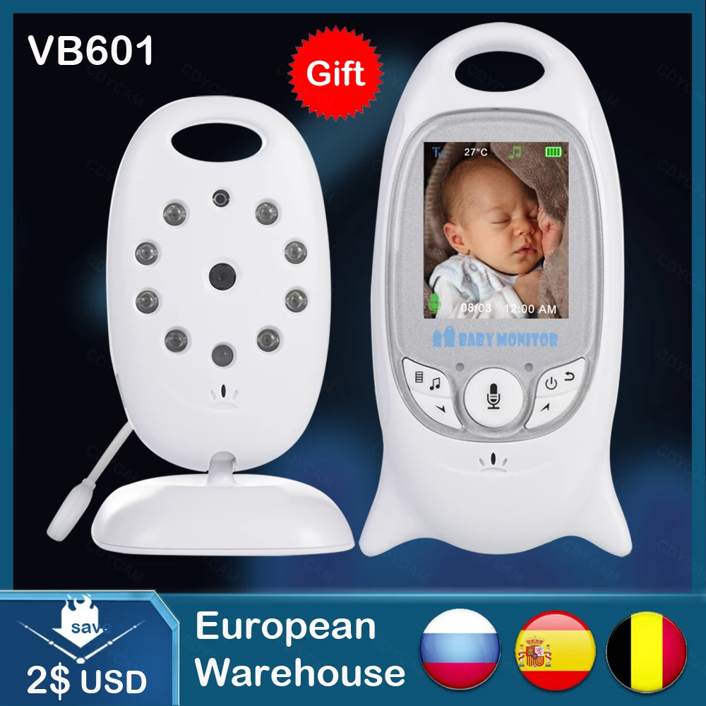 Video Baby Monitor Camera VB601 Wireless Babysitter 2 Way Talk Night Vision IR LED Temperature Babi Nanny Camera 8 Lullabies