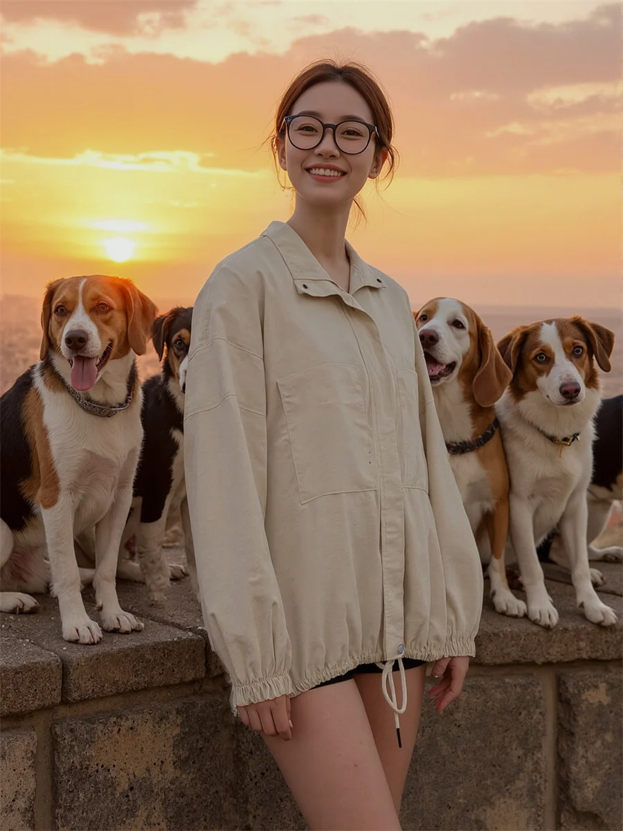 Giubbotti con colletto basic rovesciato Giacca doppia faccia da mezza stagione per donna Primavera stile fidanzato con risvolto da motociclista da donna Airy