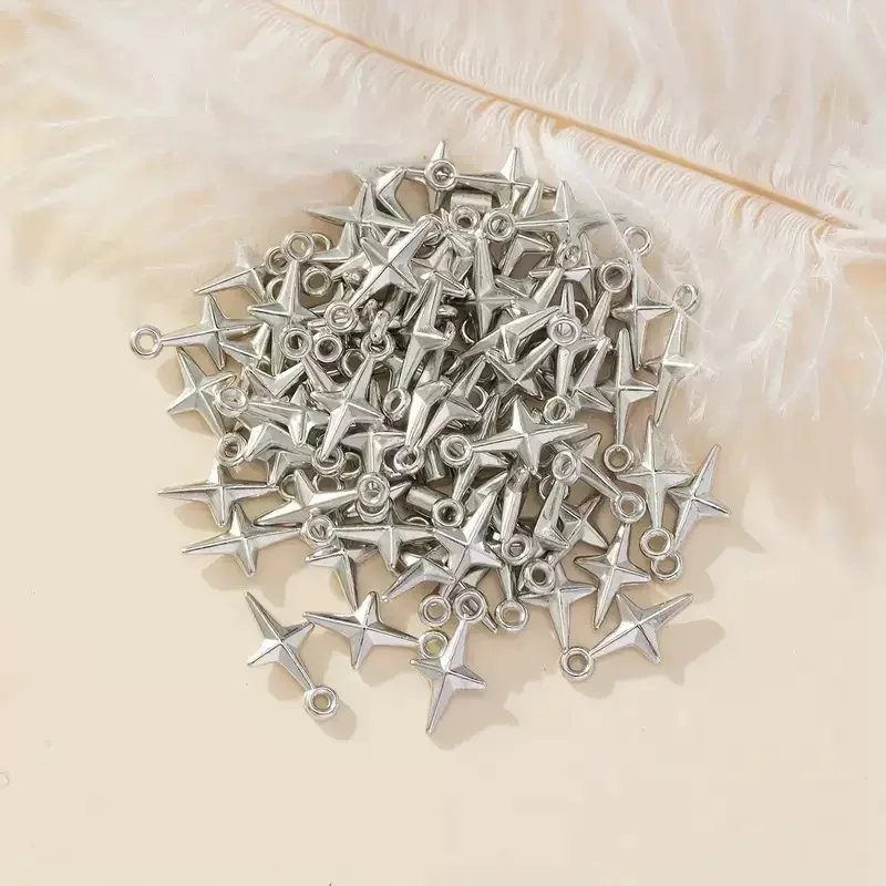 100pcs 16x8mm Charms Shining Stars Charms For Jewelry Making DIY Jewelry Findings Antique Silver Color CCB Charms