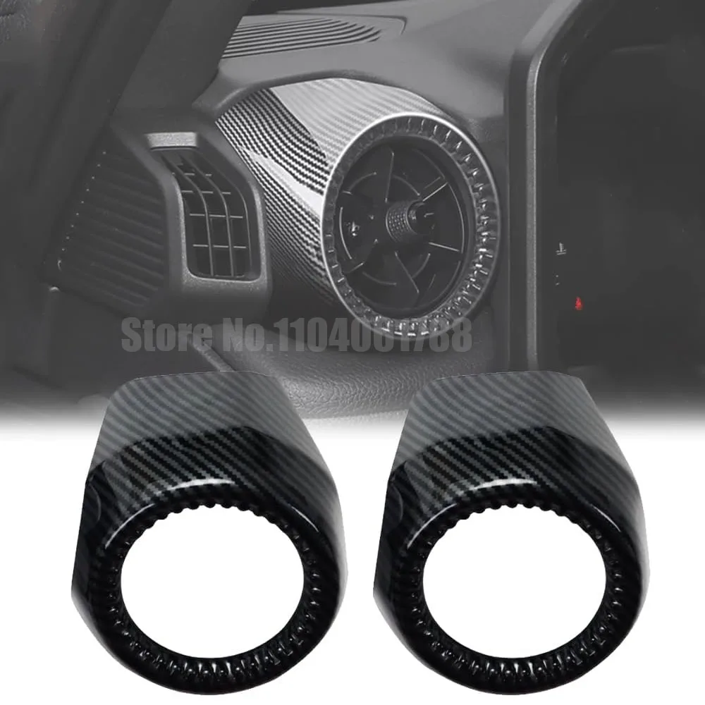 2PCS Fit For 2024 Toyota Land Cruiser 250 Prado LC250 2025 Carbon Fiber Piano Black Round Side Air Outlet Frame Cover Protector