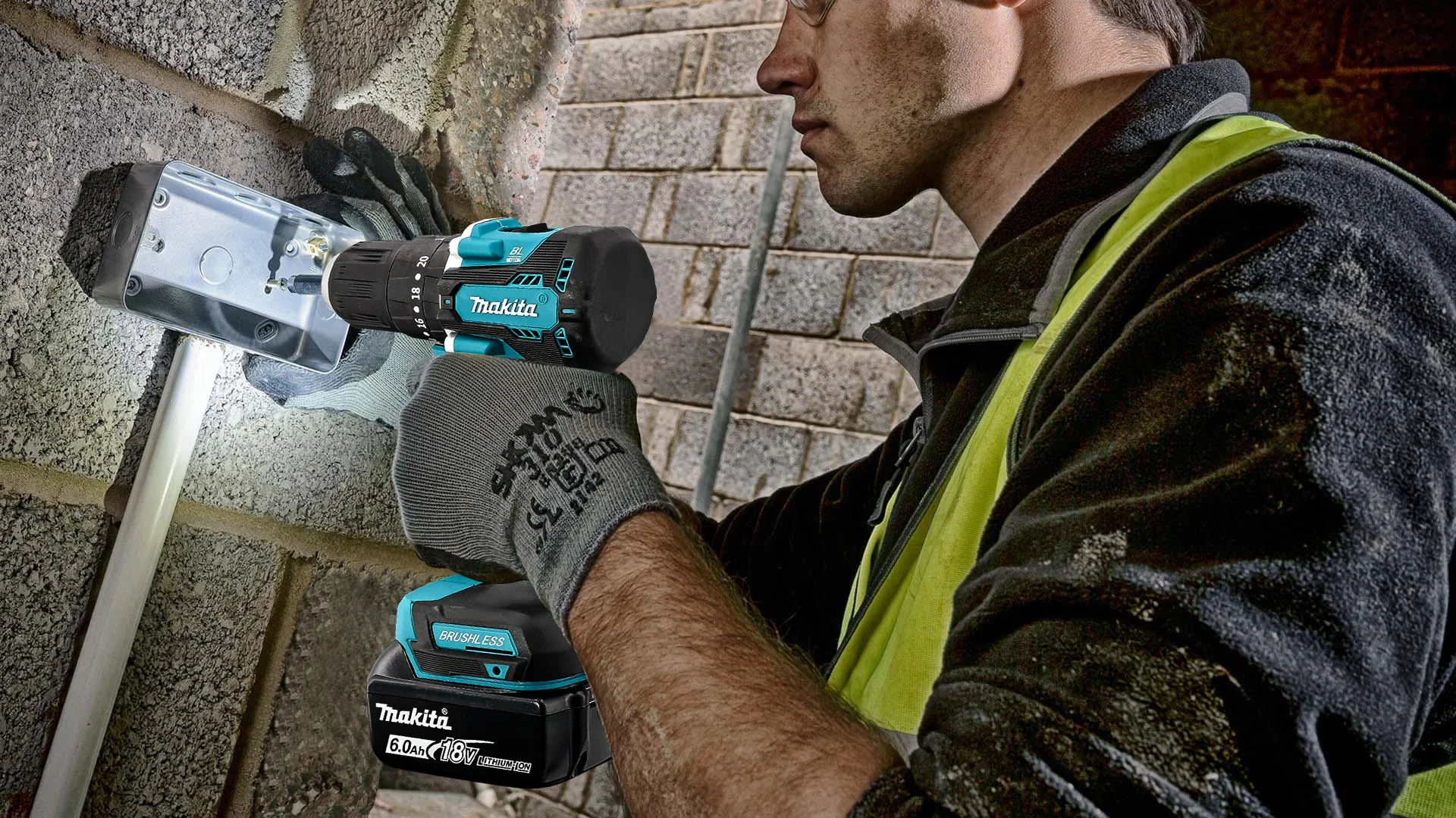 มากีต้า DDF487 18V สว่านไฟฟ้าไร้แปรงถ่านแบบชาร์จได้ แบตเตอรี่ลิเธียมไอออน ไขควงกระแทกแบบพกพา ขนาด 10 มม. เครื่องมือไฟฟ้า