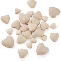 10PCS Natural Unfinished Wood Heart Beads Blank Unpainted Wooden Loose Spacer Beads for Jewelry Crafts Making Home Decoration