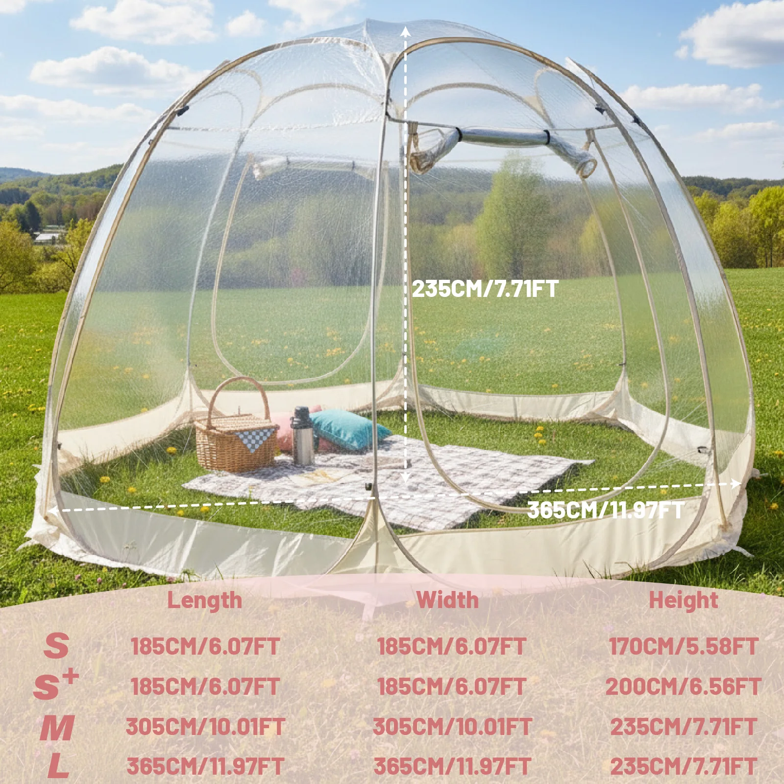 Portable Bubble Dome Tent, Quick Install Clear Shelter for Outdoor Lovers, Spacious Transparent Tent for Backyard Entertainment