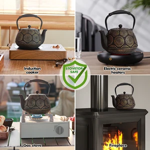 Sakura Design Gusseisen -Teekanne, japanisches Teeglas, Tee aus losen Blatt, grüner, emaillierter Innenraum, 1200 ml 8 Hauptverkaufs Bole Emaille - №4