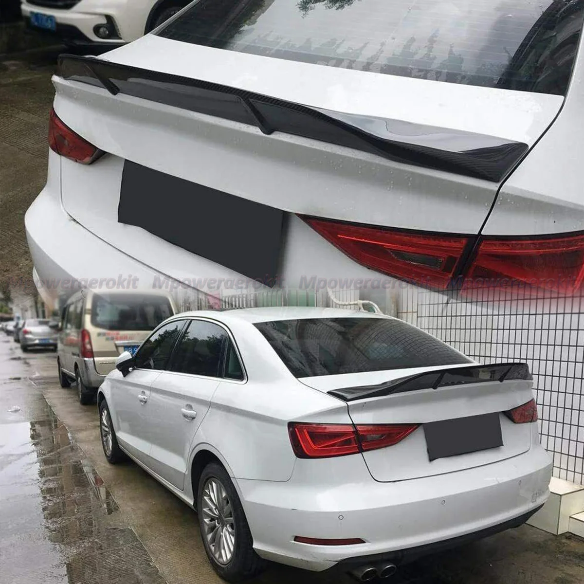 

For Audi A3 S3 Ducktail Rear Boot Spoiler RS3 8V Saloon 2014 2015 2016 2017 2018 2019 2020 Carbon Look RT Style Tail Trunk Wing