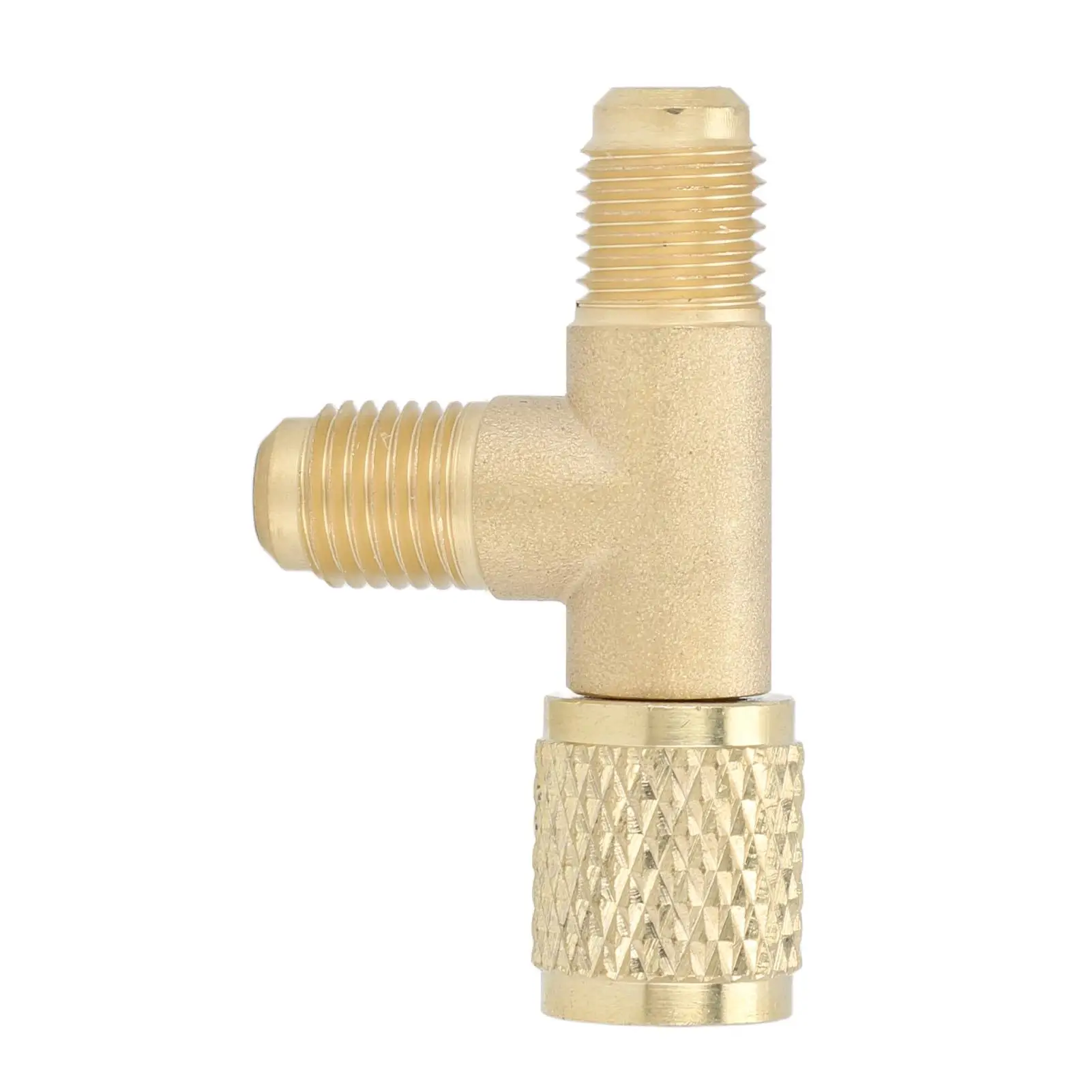 Brass Quick Coupler Tee Adapter w/ Valve Core 1/4in SAE for R12 for r22 R134 Refrigerant Connection