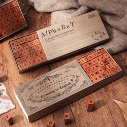 Journal GO 70pcs/box Alphabet Stamps Vintage Wooden Rubber Letter Number Symbol Stamp Set Card Making Planner Journal diy