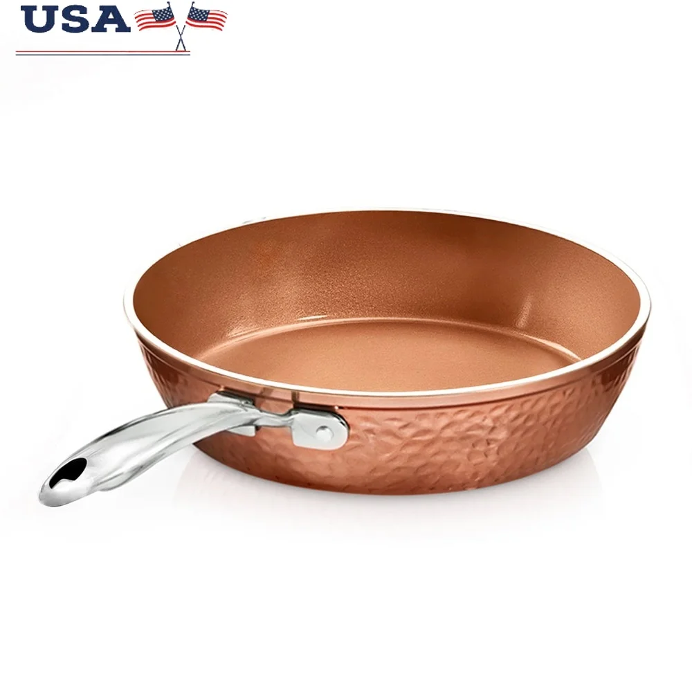 

Hammered Copper Nonstick Frying Pan 9.5 Inch Ultra Durable Ti-Cerama Coating Oven Safe Induction Compatible Dishwasher Safe
