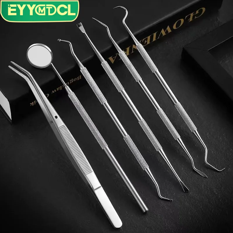 Dental Mouth Mirror Stainless Steel Multifunction Dental Sickle Tartar Scaler Teeth Pick Spatula Set Dentistry Tools Set